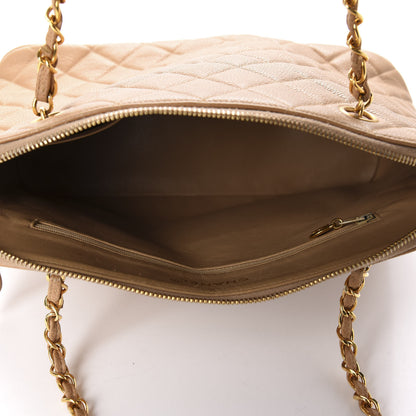 Chanel Caviar Quilted CC Tote Beige 5 of 12