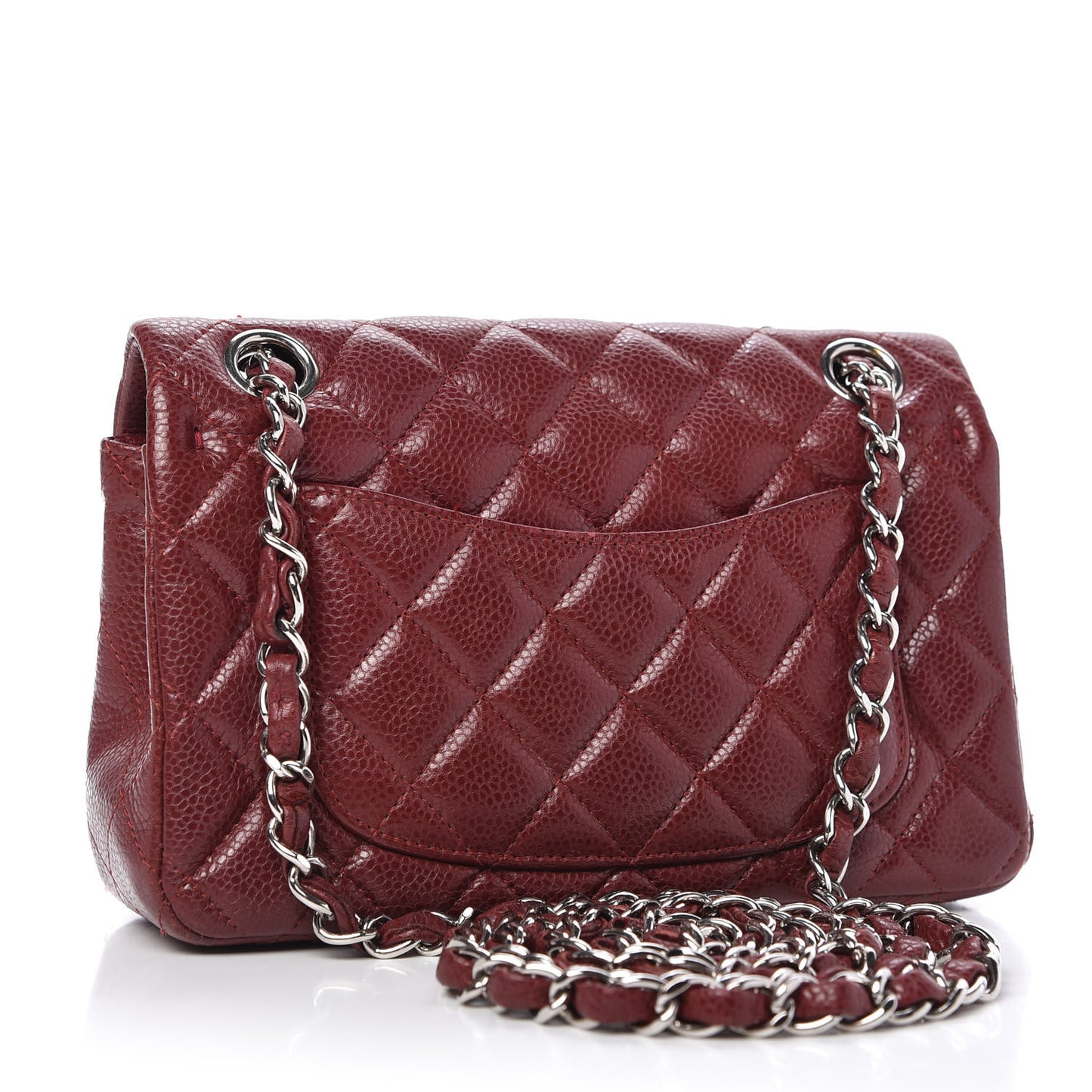 Caviar Quilted Mini Rectangular Flap Dark Red