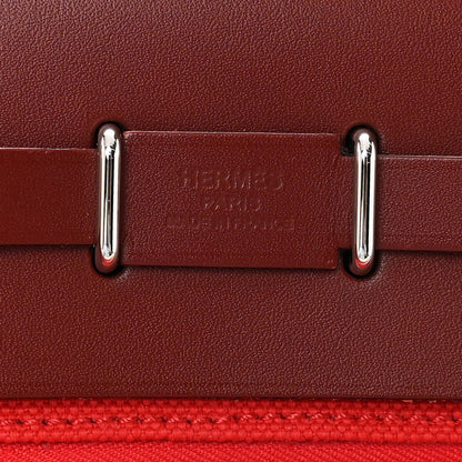 Hermes Military Toile Vache Hunter Herbag Zip Retourne 20 Rouge Piment Rouge H 10 of 19