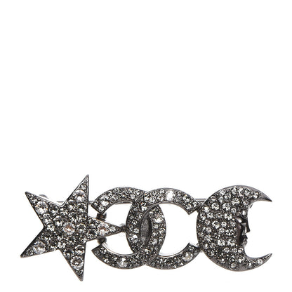 Chanel Ruthenium Crystal CC Moon Star Brooch 1 of 5