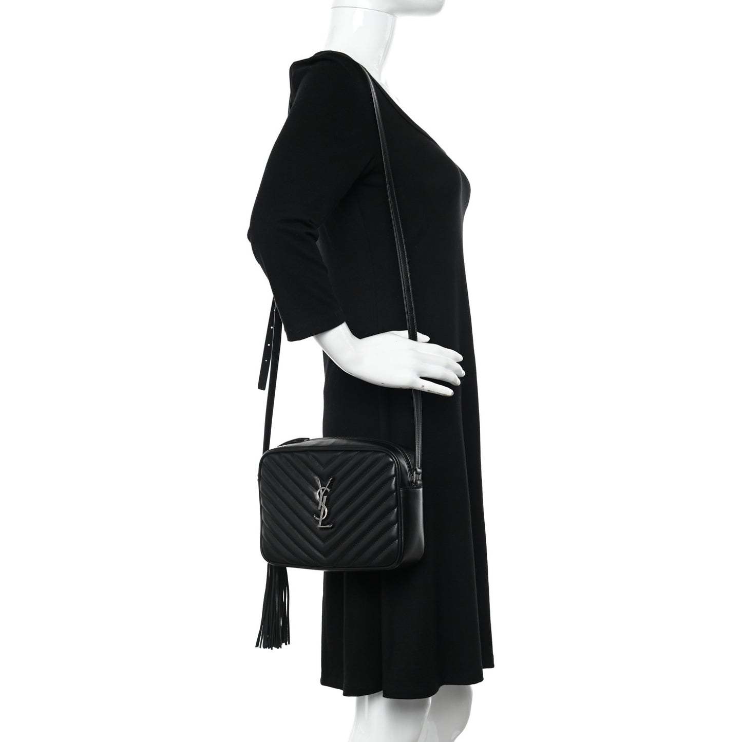 Calfskin Matelasse Monogram Lou Camera Bag Black