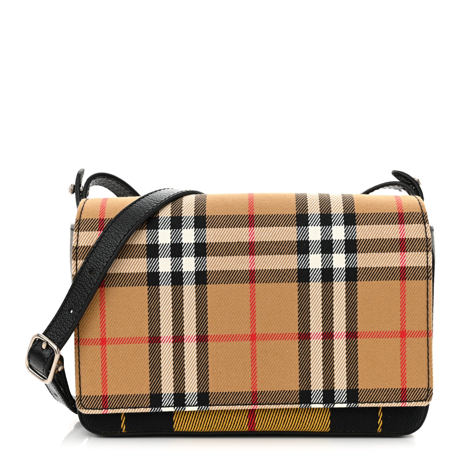 Burberry House Check Tartan Mix Hampshire Crossbody Antique Yellow Black 1 of 9