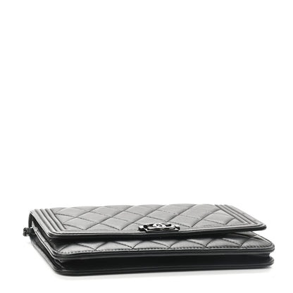 Chanel Lambskin Quilted Boy Wallet On Chain WOC So Black 4 of 11