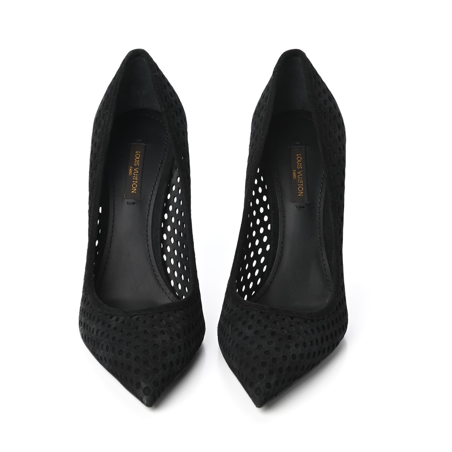 Louis Vuitton Suede Perforated Eyeline Pumps 37.5 Black 2 of 8