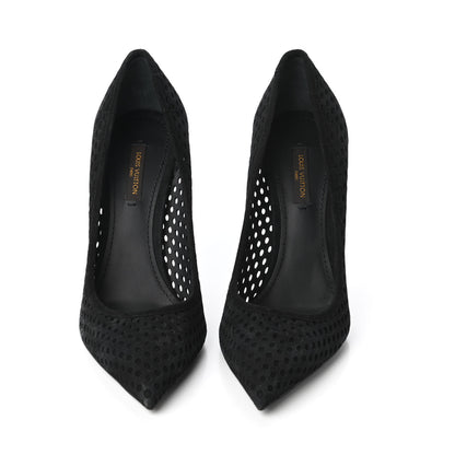 Louis Vuitton Suede Perforated Eyeline Pumps 37.5 Black 2 of 8