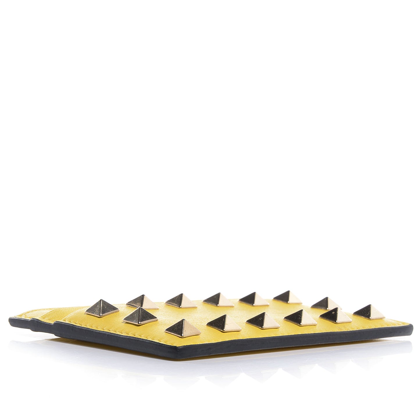 Vitello Rockstud Card Holder Naples Yellow