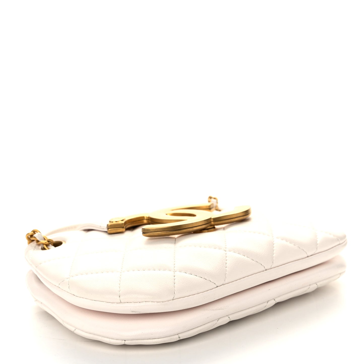 Lambskin Quilted Small Messenger Bag White