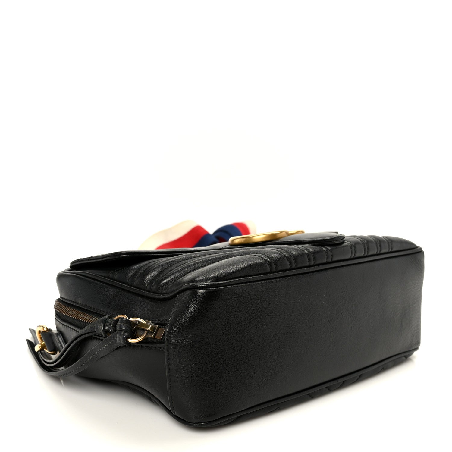 Gucci Calfskin Matelasse Sylvie Web Small GG Marmont Top Handle Shoulder Bag Black 4 of 11
