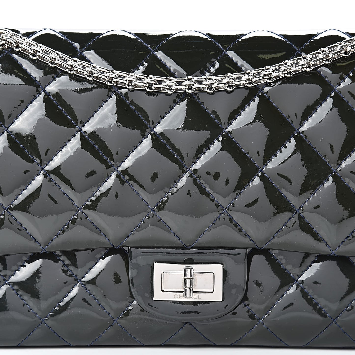 Patent Quilted 2.55 Reissue 227 Flap Dark Blue