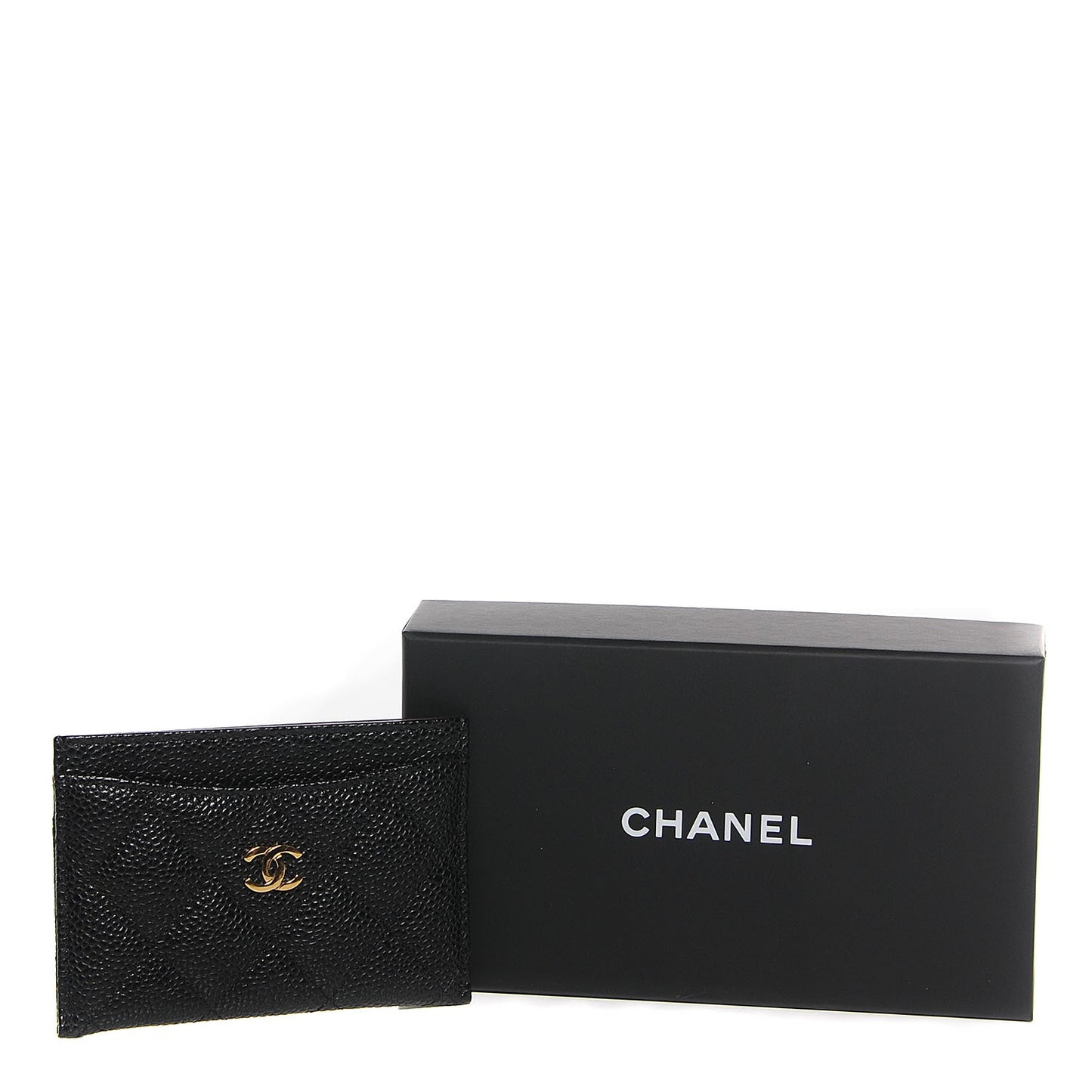 Caviar Quilted Card Holder Black