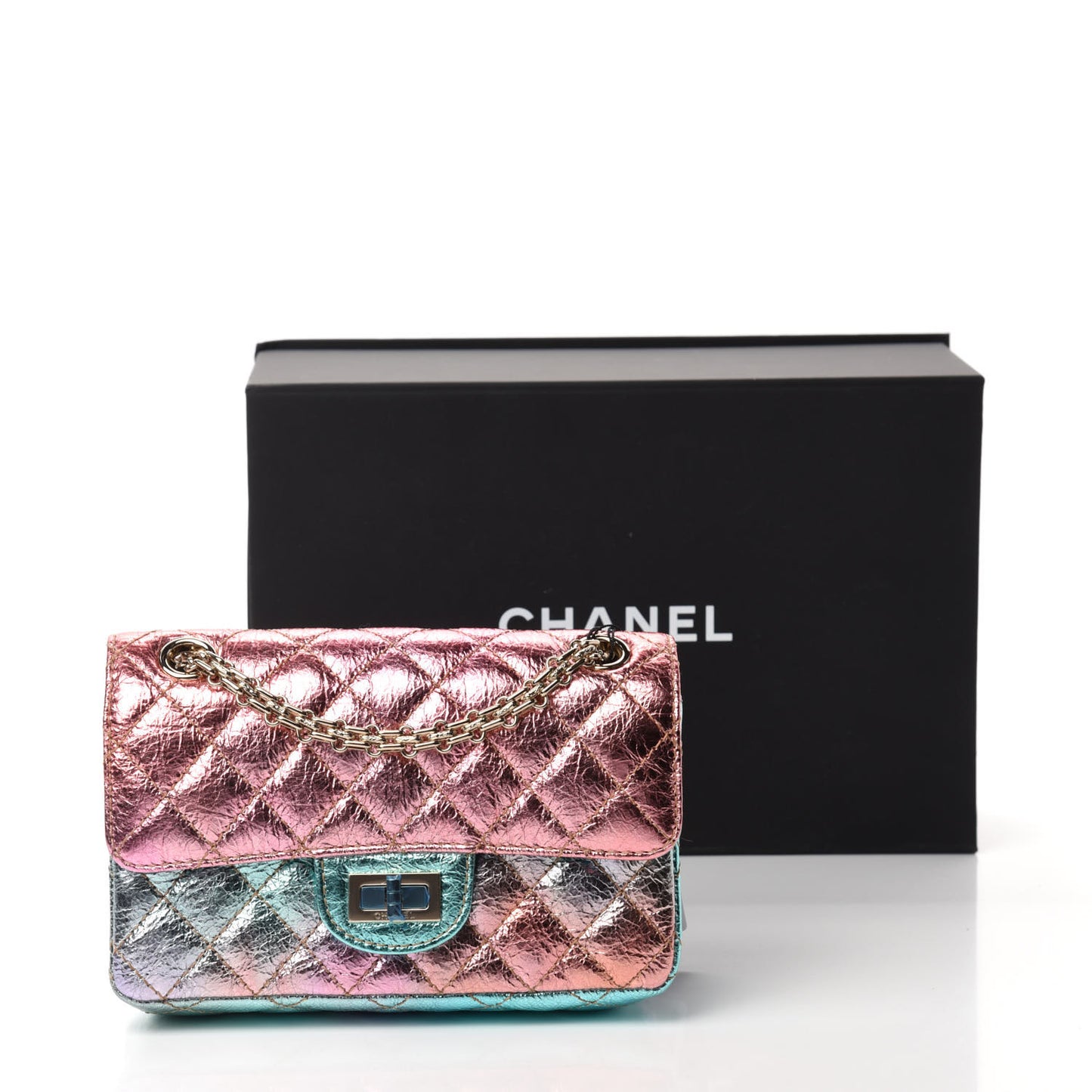 Metallic Goatskin Quilted Mini 2.55 Reissue Flap Multicolor