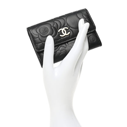 Chanel Lambskin Camellia Embossed Flap Card Holder Black 2 of 12