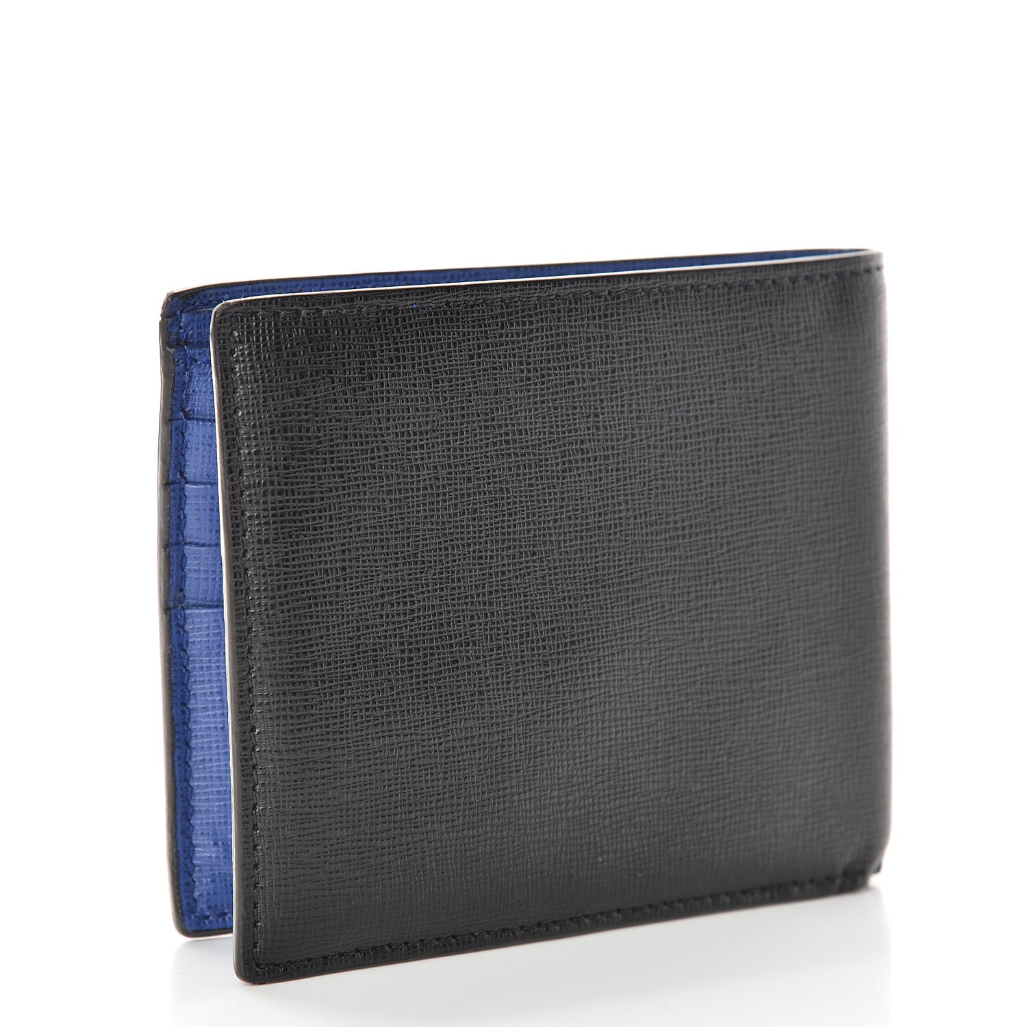 Fendi Vitello Elite Monster Eyes Inlay Bi-Fold Wallet Asfalto Blue 3 of 9