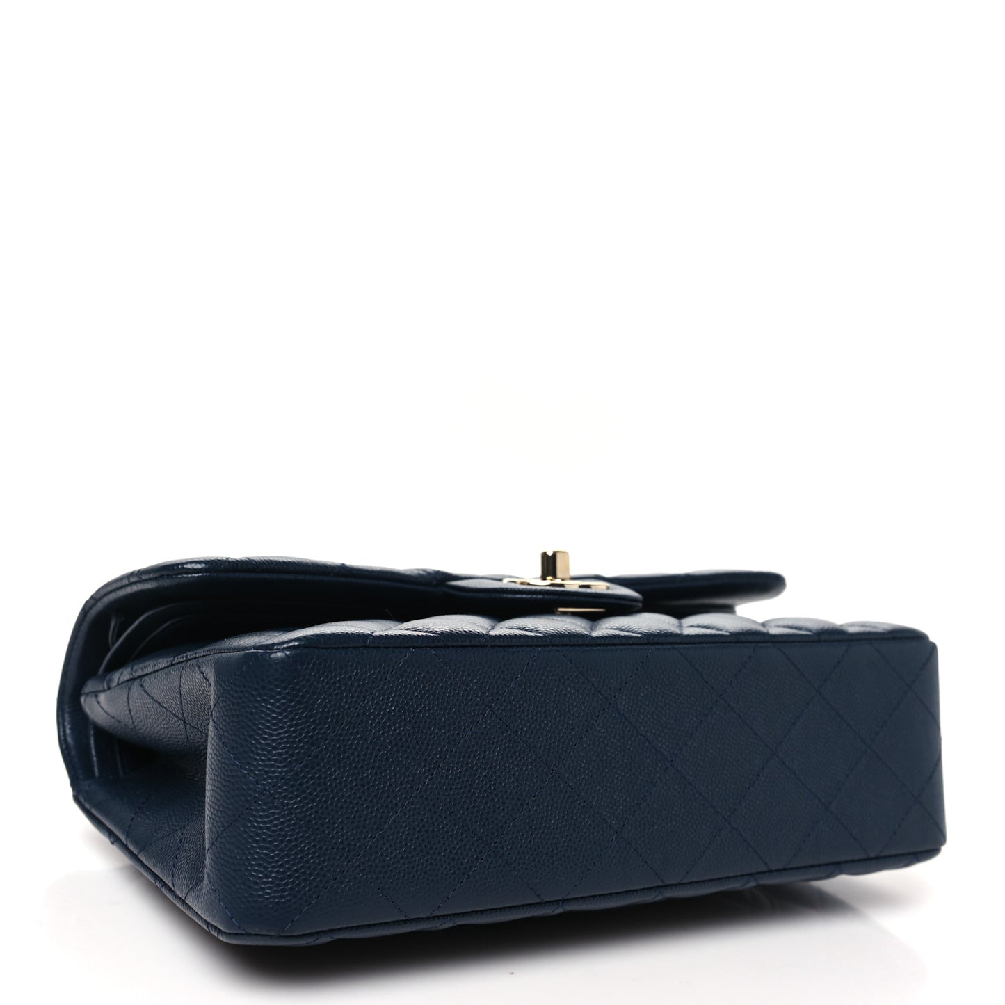 Caviar Quilted Small Double Flap Navy