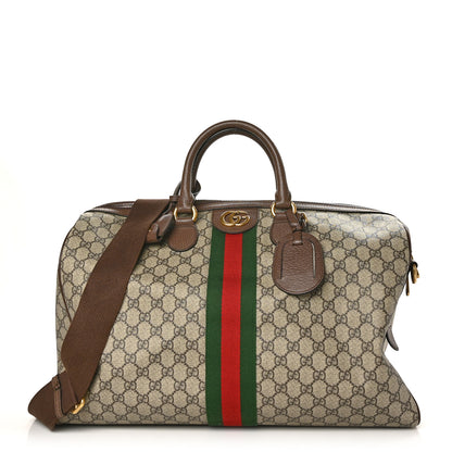 Gucci GG Supreme Monogram Textured Dollar Calfskin Web Medium Ophidia Carry-On Duffle Bag Beige Ebony New Acero 1 of 7