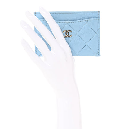 Chanel Caviar Quilted Card Holder Light Blue 2 of 12