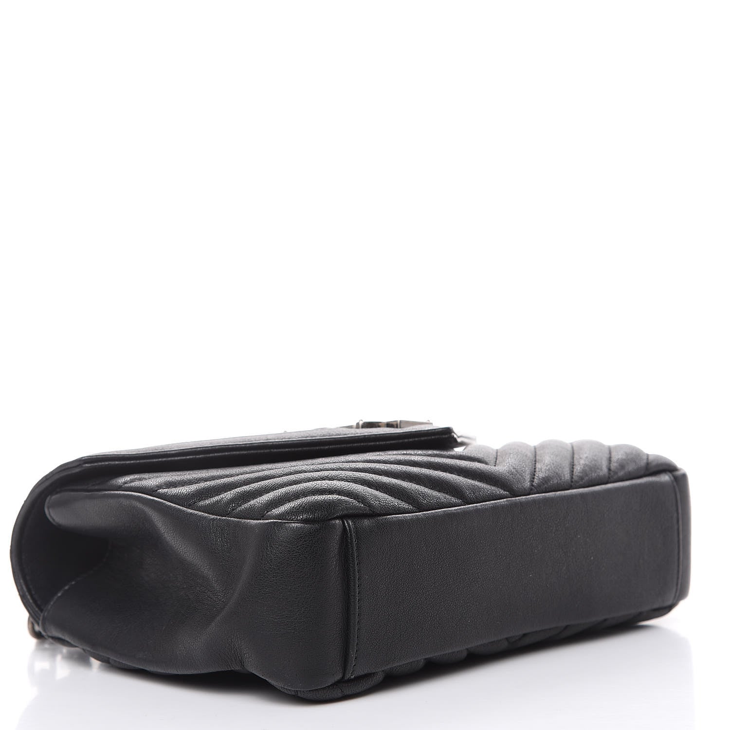 Saint Laurent Sheepskin Matelasse Chevron Monogram Medium College Bag Black 4 of 15