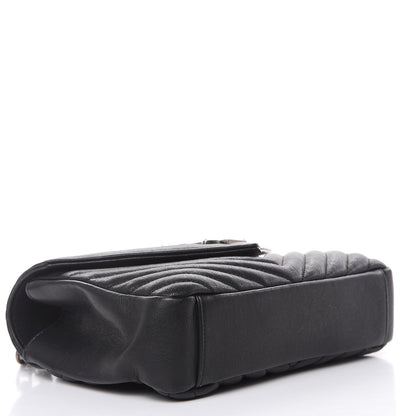 Saint Laurent Sheepskin Matelasse Chevron Monogram Medium College Bag Black 4 of 15