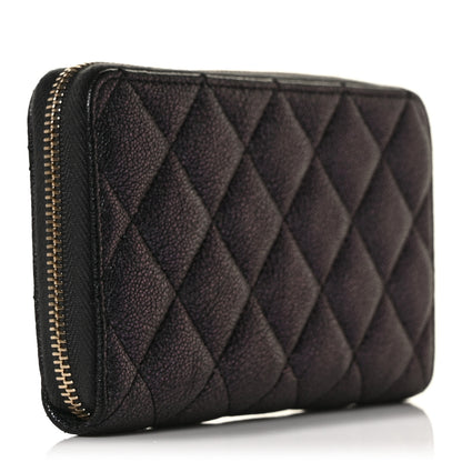 Chanel Iridescent Caviar Quilted Medium Zip Around Wallet Black 3 of 11