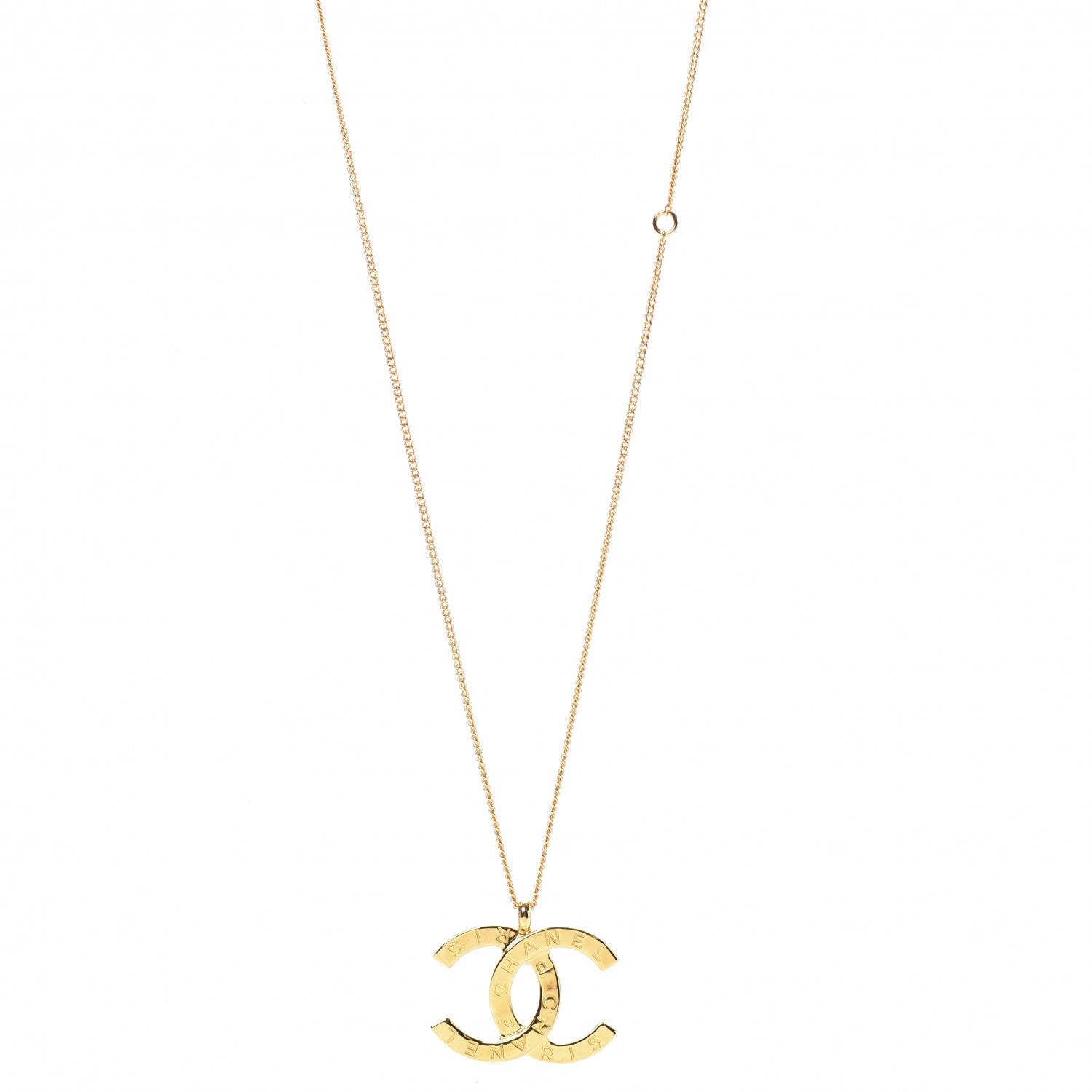 Chanel Metal CC Paris Button Necklace Gold 1 of 6