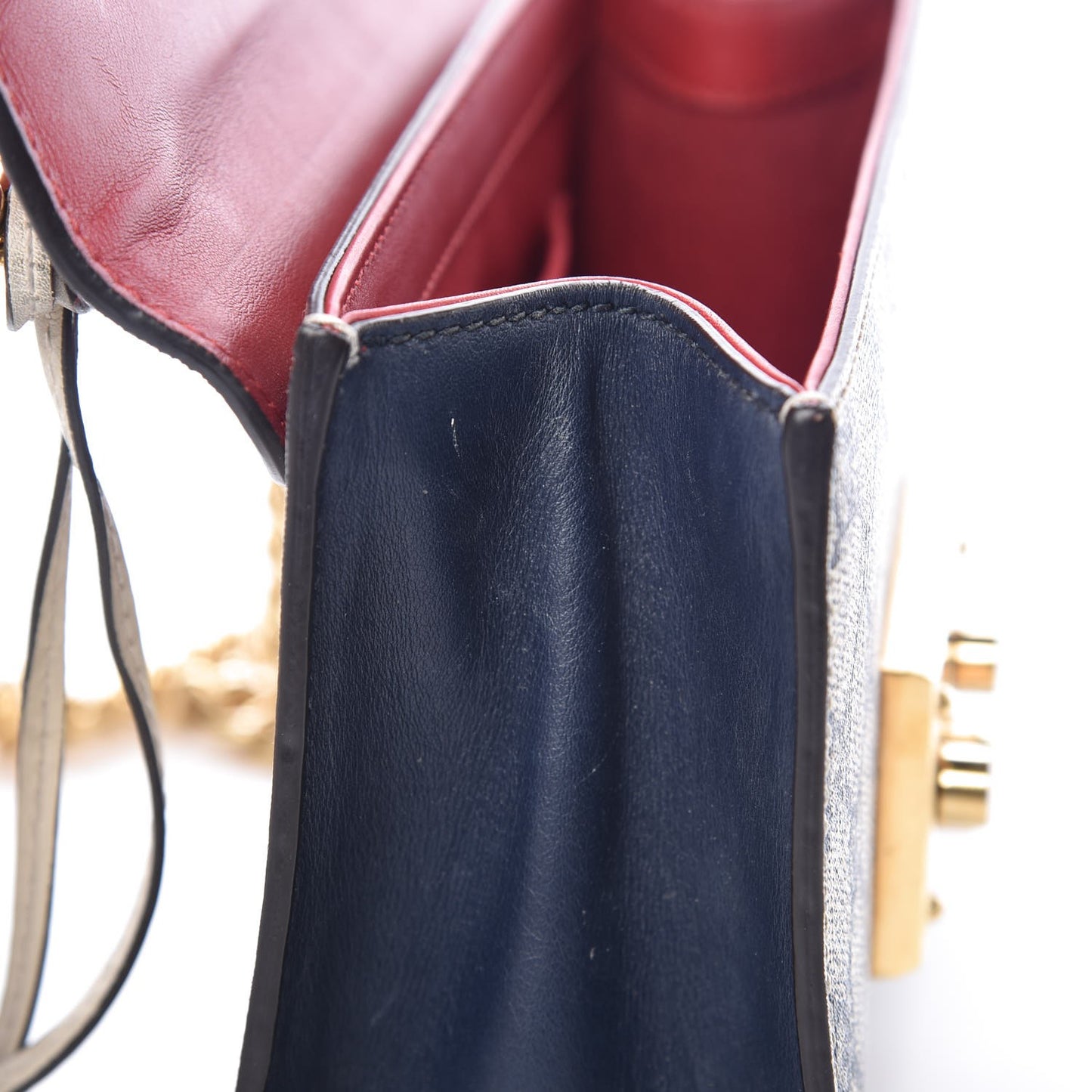 GG Supreme Monogram Moon Calfskin Small Padlock Shoulder Bag Beige Blue Hibiscus Red Mystic White
