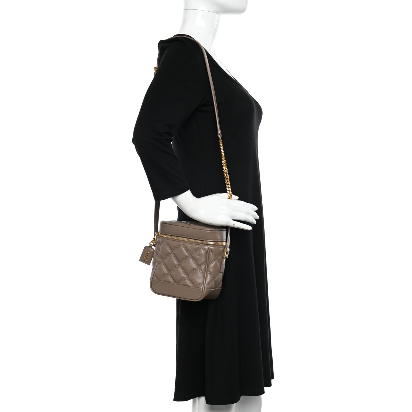 Grain de Poudre Quilted 80's Vanity Bag Dark Beige