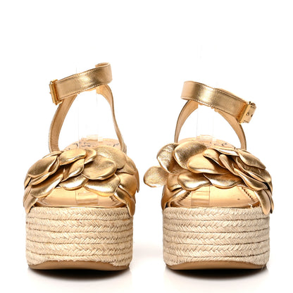 Valentino Garavani Metallic Kidskin Atelier 03 Rose Edition Espadrille 45/90mm Platform Sandals 40 Antique Brass 2 of 10