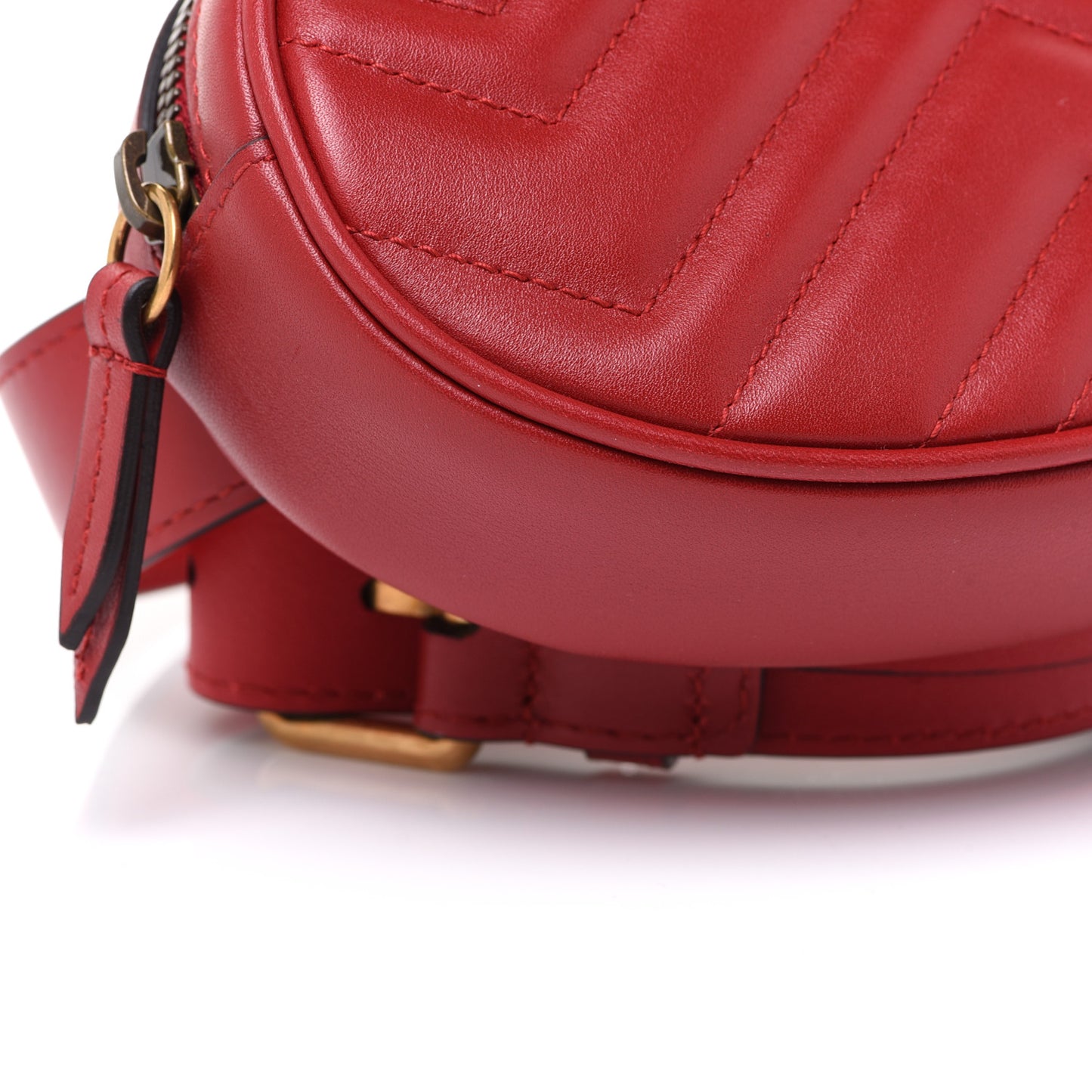 GUCCI Calfskin Matelasse GG Marmont Belt Bag 85 34 Hibiscus Red