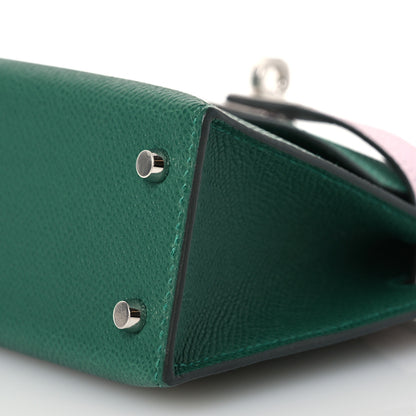 Hermes Epsom Tri-Color Mini Kelly Sellier 20 Vert Moyen Mauve Pale Ardoise 10 of 12
