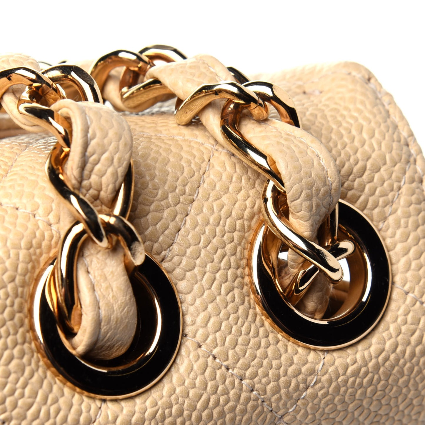 Caviar Quilted Jumbo Single Flap Beige