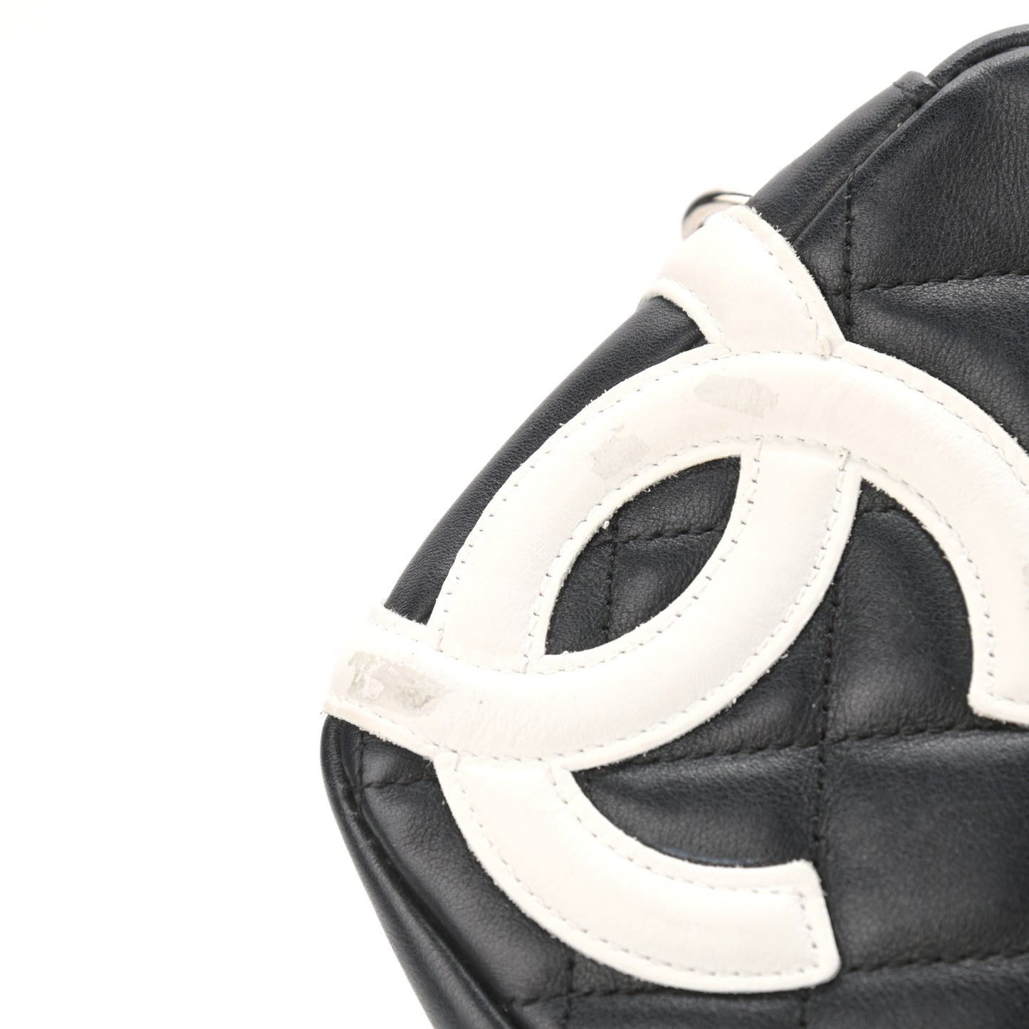 Calfskin Quilted Cambon Pochette Black White