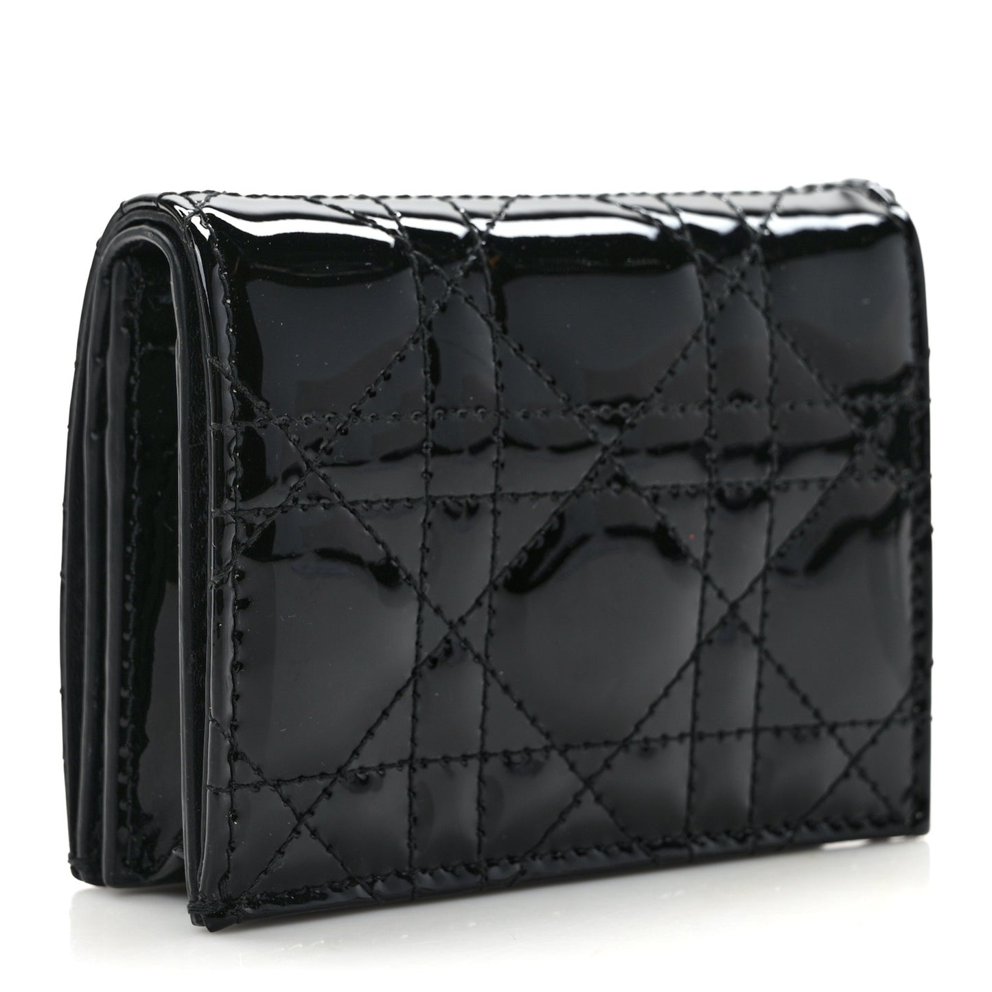 Patent Cannage Mini Lady Dior Gardenia Wallet Black