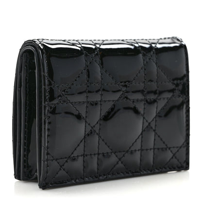 Christian Dior Patent Cannage Mini Lady Dior Gardenia Wallet Black 3 of 9