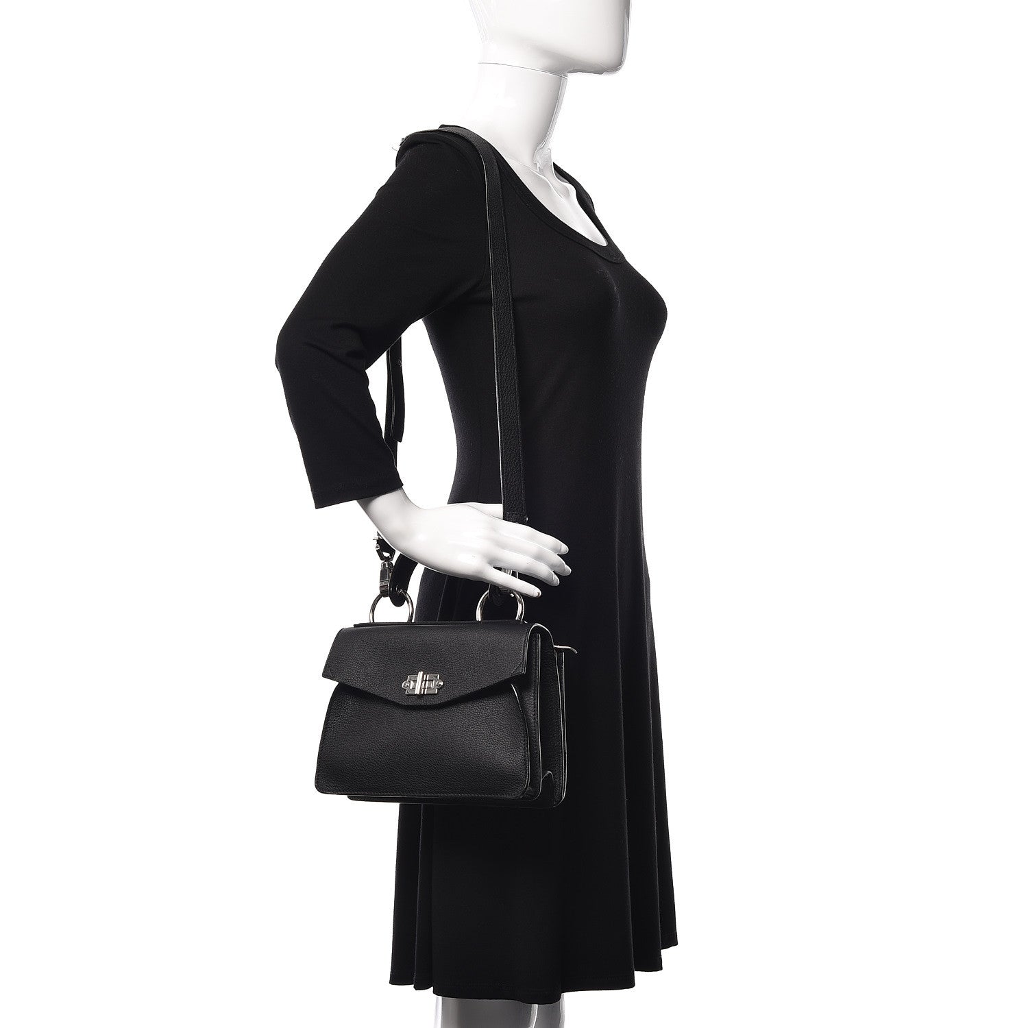 Proenza Schouler Pebbled Calfskin Small Hava Top Handle Bag Black 2 of 11