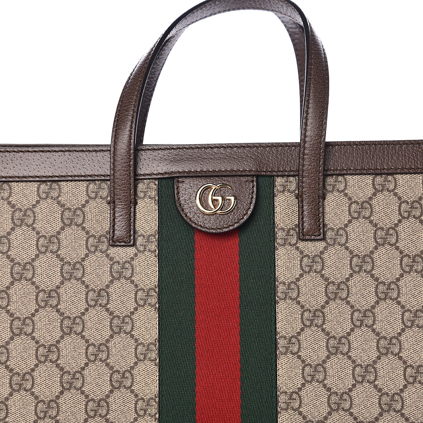 GG Supreme Monogram Web Ophidia Vertical Tote Brown