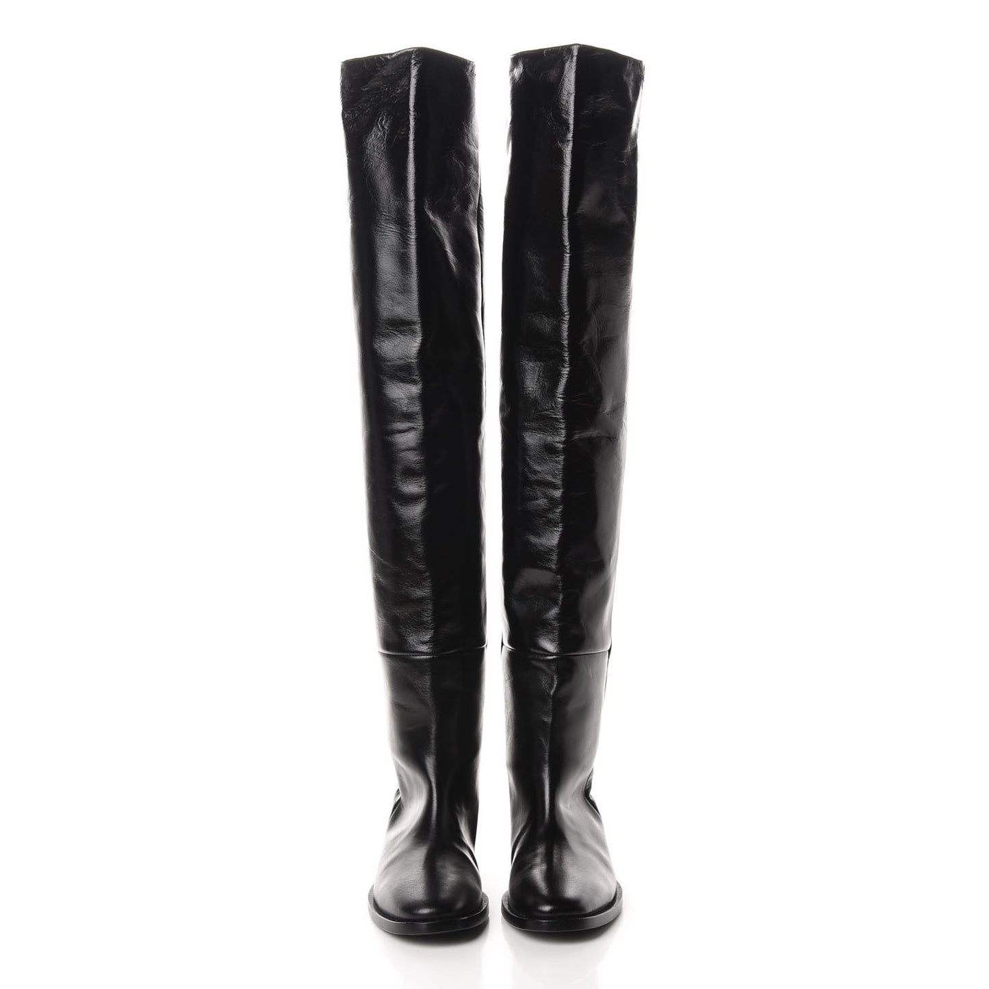 Calfskin Thigh High Boots 35 Black