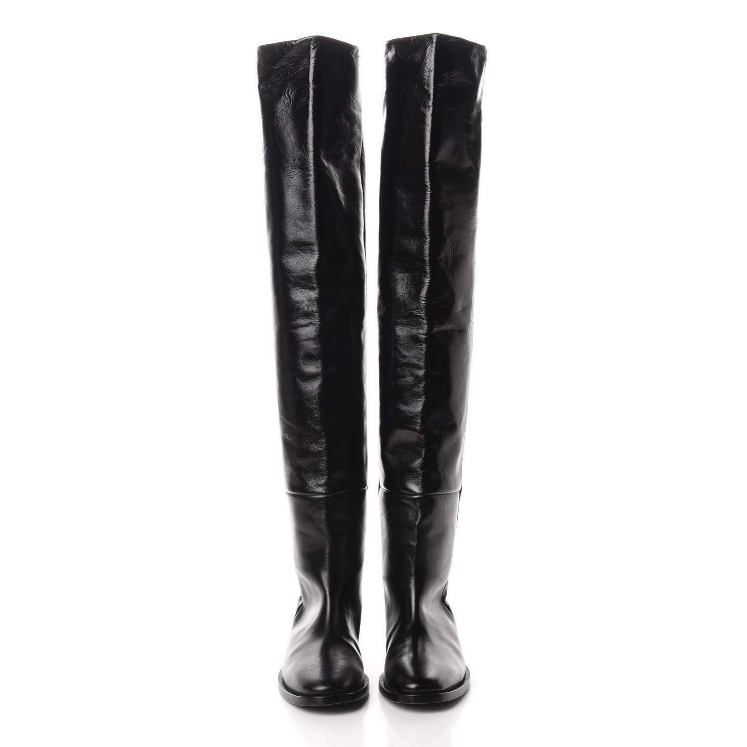 Saint Laurent Calfskin Thigh High Boots 35 Black 2 of 7