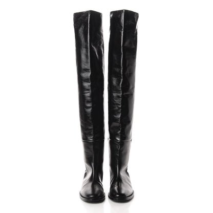 Saint Laurent Calfskin Thigh High Boots 35 Black 2 of 7