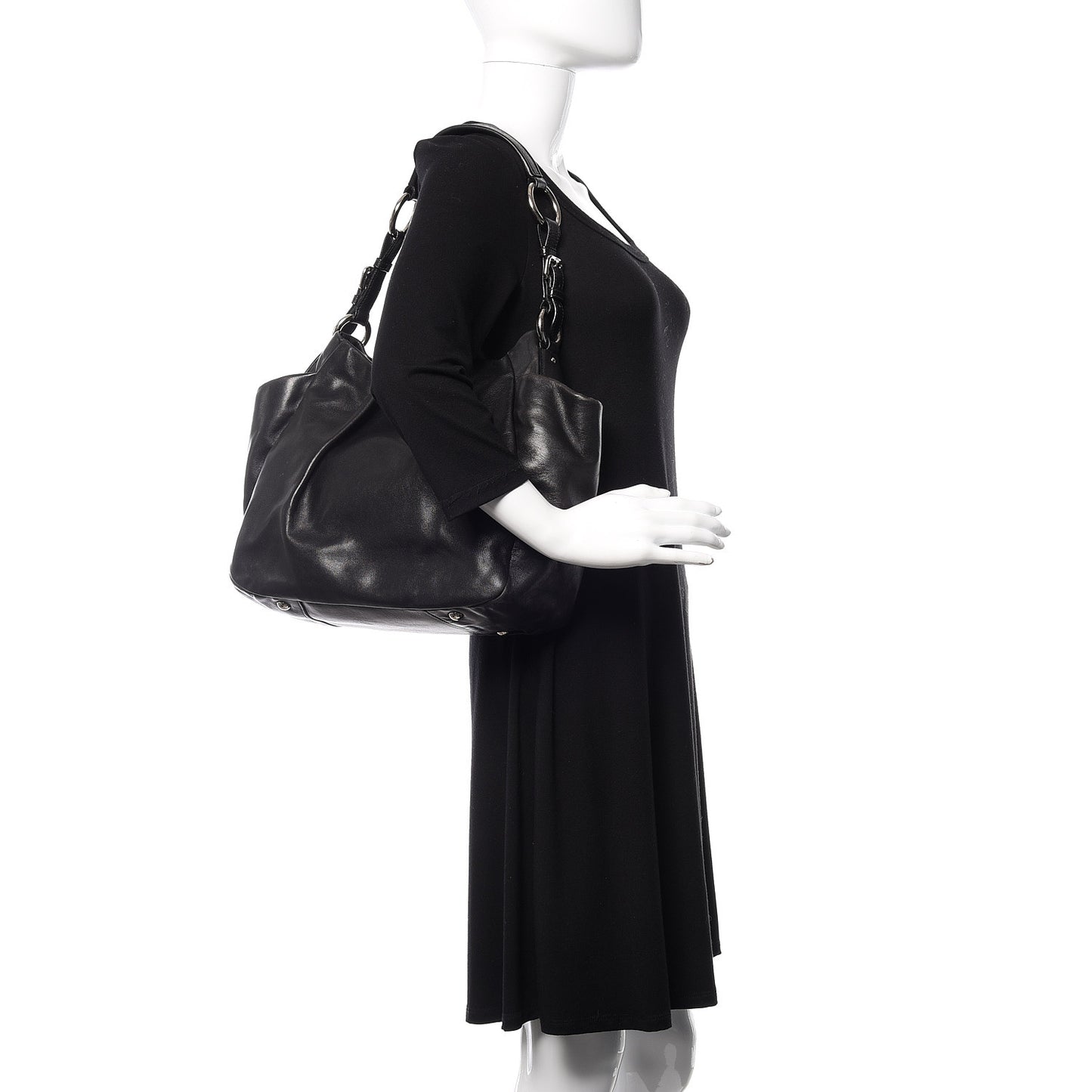 Soft Calfskin Pleated Hobo Black