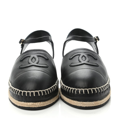 Chanel Lambskin Cap Toe CC Espadrilles Sandals 41 Black 2 of 4