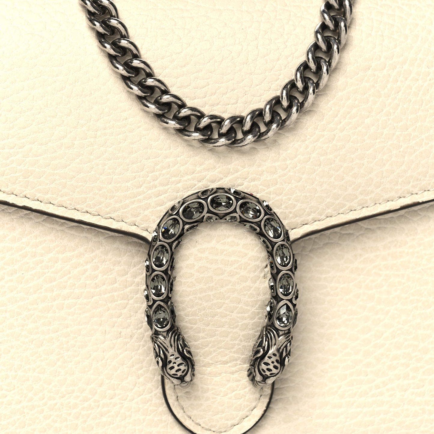 Dollar Calfskin Mini Dionysus Chain Wallet Mystic White
