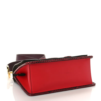 Fendi Vitello Century Velvet Snakeskin F is Fendi FF Kan I Shoulder Bag Burgundy 4 of 8
