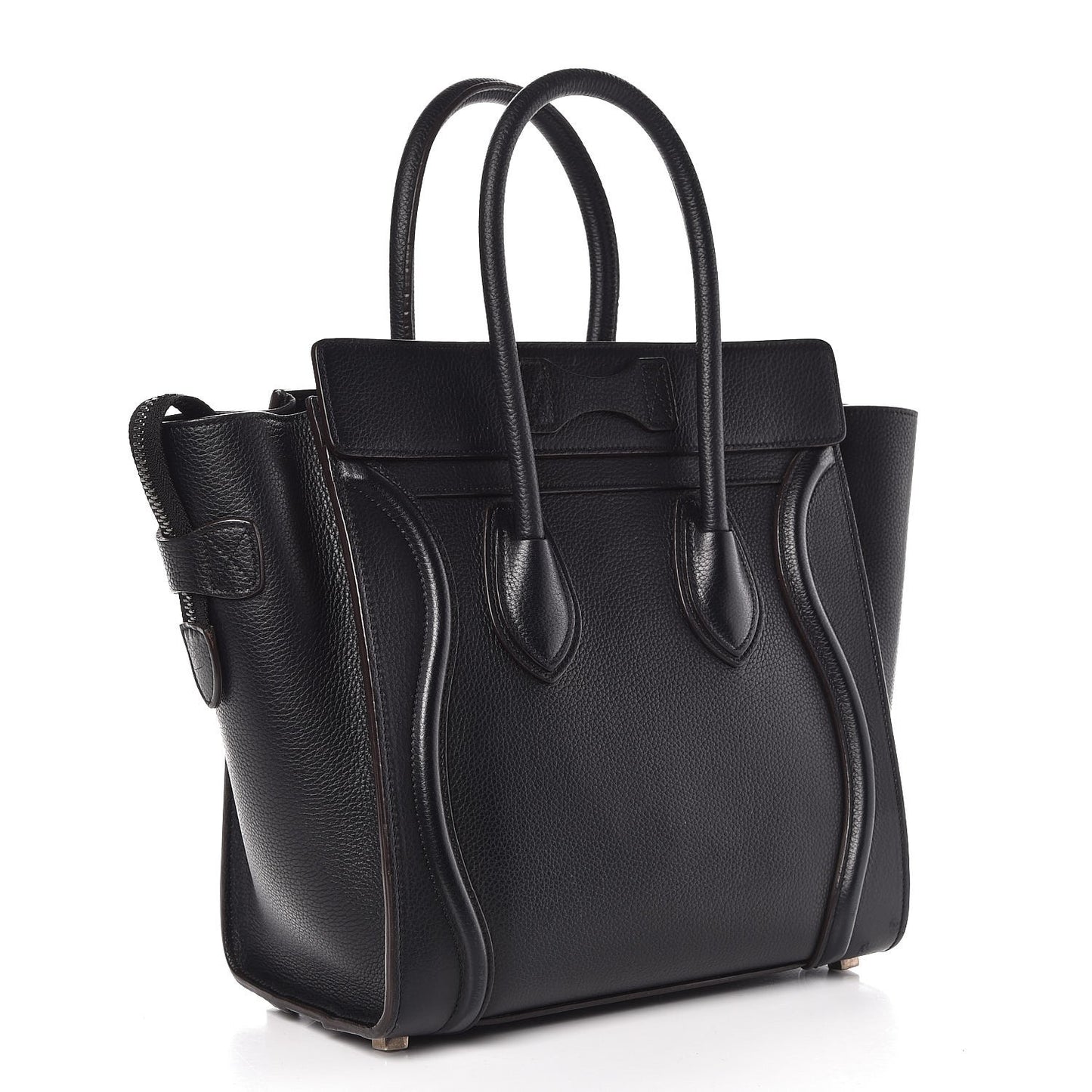 Drummed Calfskin Micro Luggage Black