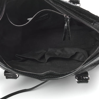 Balenciaga Agneau Classic Silver Hardware S City Logo Strap Black White 5 of 8