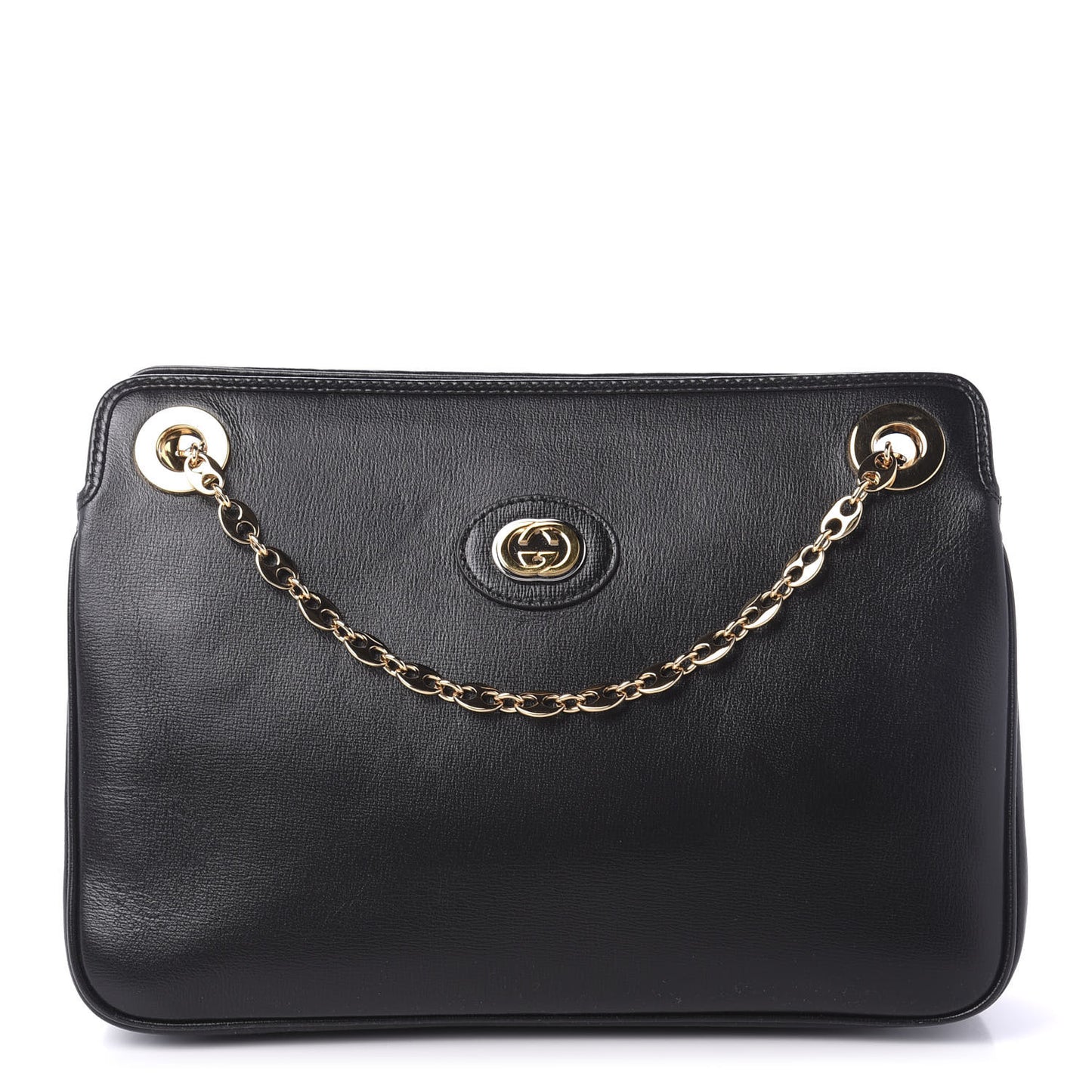 Azalea Calfskin Small Marina Open Top Chain Shoulder Bag Black