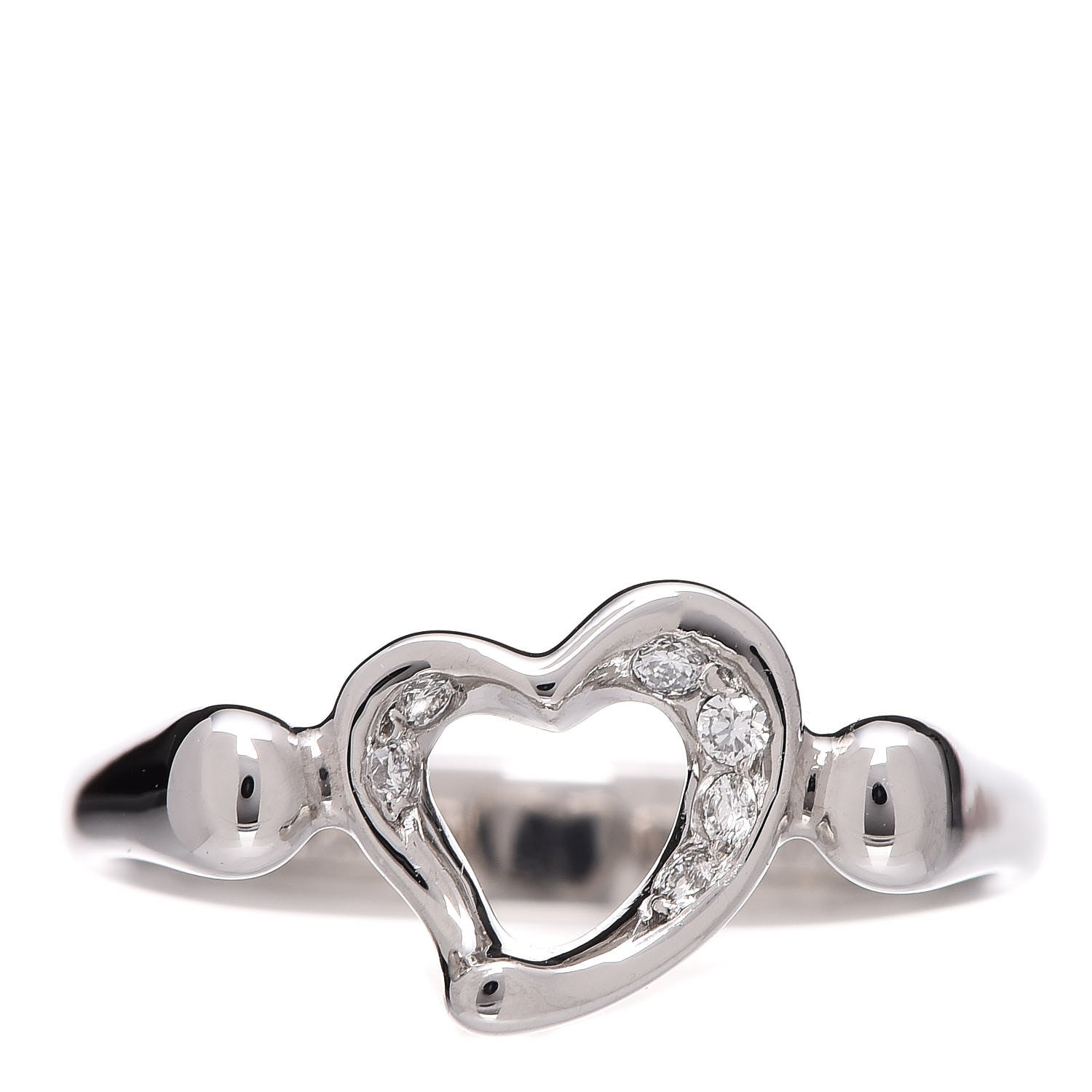 Tiffany Platinum Diamond Elsa Peretti Open Heart Ring 49 4.75 1 of 6