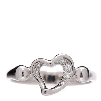 Tiffany Platinum Diamond Elsa Peretti Open Heart Ring 49 4.75 1 of 6