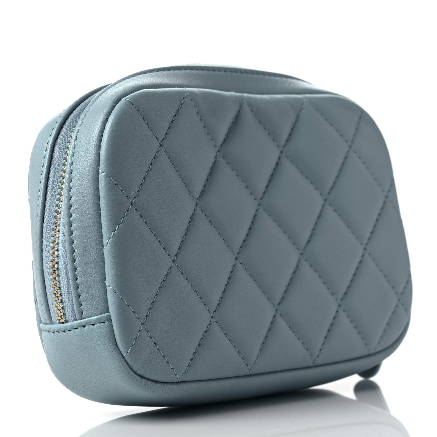 Chanel Lambskin Quilted Small Curvy Pouch Cosmetic Case Light Blue 3 of 9