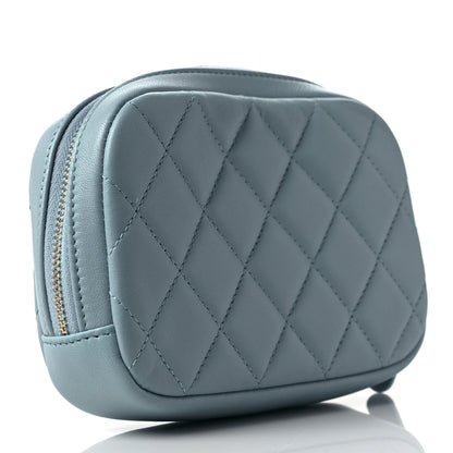 Chanel Lambskin Quilted Small Curvy Pouch Cosmetic Case Light Blue 3 of 9