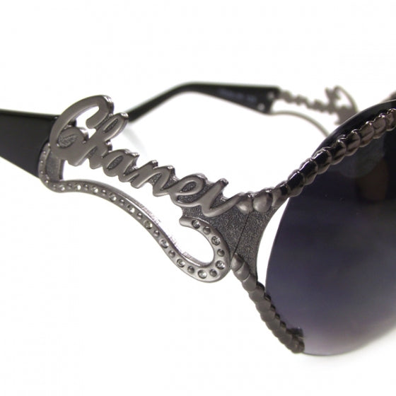 Chanel Crystal Script Sunglasses TDJ9308 Black 4 of 7